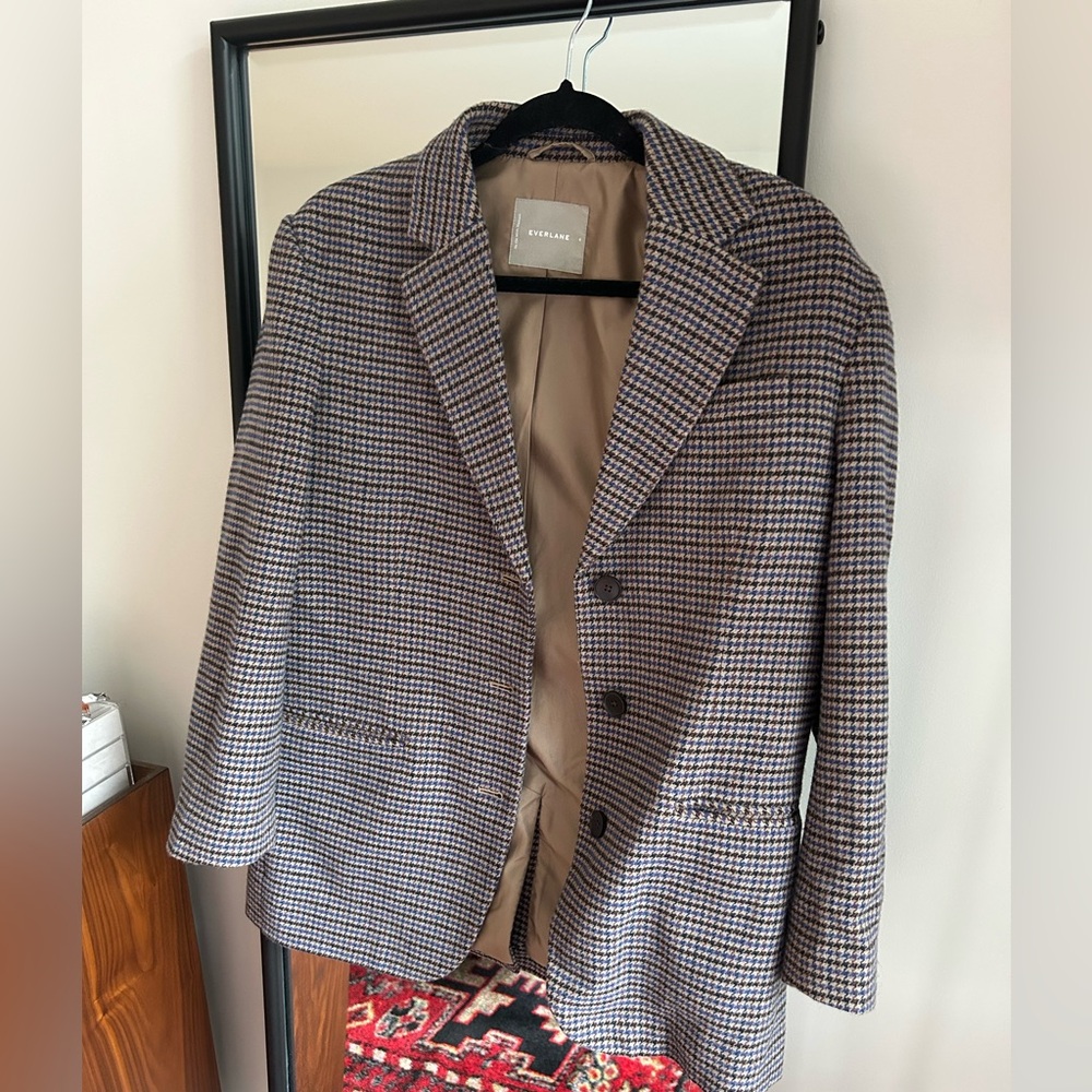 Everlane - the 80s Italian Wool Blazer in Brown Check - Size 4